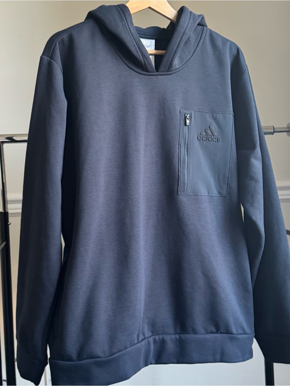 adidas Men's Regular Fit Kangaroo Pocket Hoodie Large Deep Blue Navy pre-owned